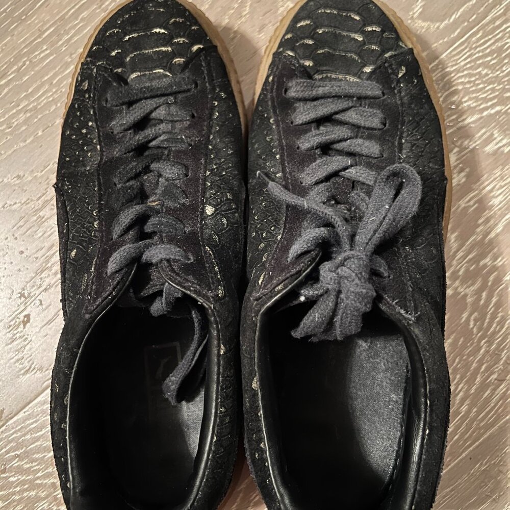 Black and Gold Suede Snakeskin PUMA Women's Shoe (Size 8)
